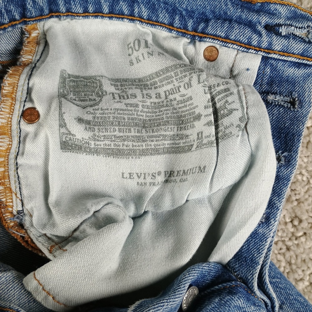 Levis 501 Skinny Jeans Womens 27 Big E Made in USA High Rise EUC - Picture 15 of 16